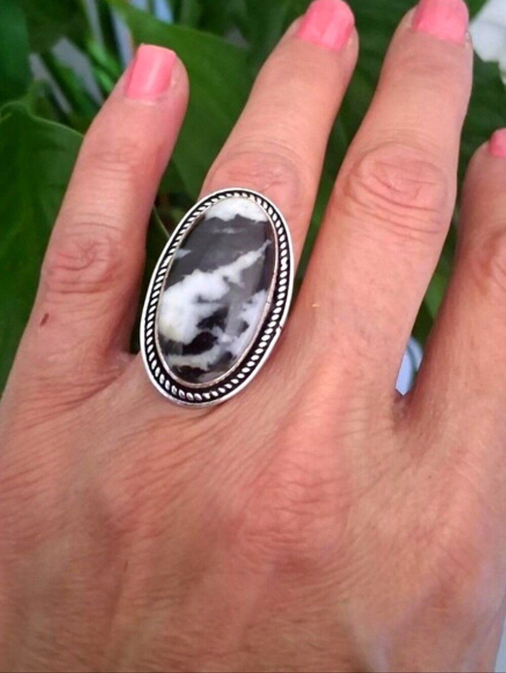 🦓Genuine Buffalo Turquoise Sterling Silver Ring